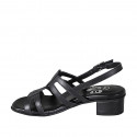 Sandale pour femmes en cuir noir avec talon 4 - Pointures disponibles:  32, 33, 34, 43, 44, 45