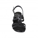 Sandale pour femmes en cuir noir avec talon 4 - Pointures disponibles:  32, 33, 43, 44, 45