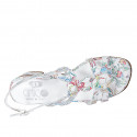 Woman's sandal in white multicolored mosaic printed leather heel 4 - Available sizes:  32, 33, 43, 44, 45