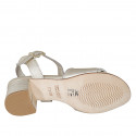 Sandale pour femmes avec courroie et strass en cuir lamé platine talon 5 - Pointures disponibles:  33, 34, 42, 43, 44, 45