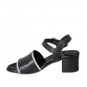 Sandalo da donna in pelle nera con cinturino e strass tacco 5 - Misure disponibili: 32, 33, 34, 43, 44, 45