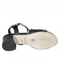 Sandale pour femmes en cuir noir avec courroie et strass talon 5 - Pointures disponibles:  32, 33, 34, 43, 44, 45