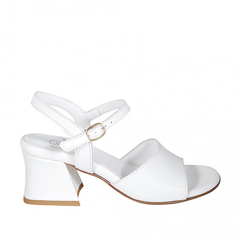 Sandale pour femmes en cuir blanc avec courroie talon 6 - Pointures disponibles:  34, 43, 44