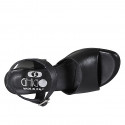 Woman's sandal in black leather with strap heel 6 - Available sizes:  32, 33, 43