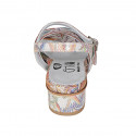 Sandalia con cinturon para mujer en piel laminada estampada mosaico multicolor tacon 4 - Tallas disponibles:  32, 33, 43, 44