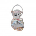 Sandalia con cinturon para mujer en piel laminada estampada mosaico multicolor tacon 4 - Tallas disponibles:  32, 33, 43, 44