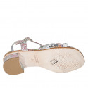 Sandalia con cinturon para mujer en piel laminada estampada mosaico multicolor tacon 4 - Tallas disponibles:  32, 33, 43, 44