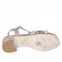 Woman's strap sandal in multicolored printed laminated leather heel 4 - Available sizes:  32, 33, 34, 43, 44, 45