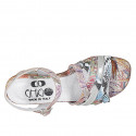 Sandale pour femmes avec courroie en cuir lamé imprimé mosaique multicouleur talon 4 - Pointures disponibles:  32, 33, 34, 42, 43, 44, 45