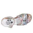 Sandale pour femmes avec courroie en cuir lamé imprimé mosaique multicouleur talon 4 - Pointures disponibles:  32, 33, 43, 44