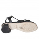 Sandale pour femmes avec courroies croiseés en cuir noir talon 4 - Pointures disponibles:  32, 33, 34, 42, 43, 44, 45