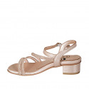 Sandale pour femmes avec courroie en cuir lamé cuivre talon 4 - Pointures disponibles:  32, 33, 42, 43, 44