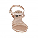 Woman's sandal with strap in copper laminated leather heel 4 - Available sizes:  32, 42, 43, 44