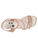 Sandalia para mujer con cinturon en piel laminada cobrizo tacon 4 - Tallas disponibles:  32, 42, 43, 44