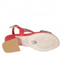 Sandale pour femmes en cuir rouge imprimé mosaïque multicouleur talon 6 - Pointures disponibles:  33, 42, 43, 44, 45