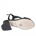 Sandale pour femmes avec courroies croiseés en cuir noir talon 6 - Pointures disponibles:  33, 34, 42, 43, 45