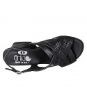 Sandale pour femmes avec courroies croiseés en cuir noir talon 6 - Pointures disponibles:  33, 34, 42, 43, 45