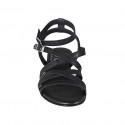 Sandale pour femmes avec deux courroies en cuir noir talon 2 - Pointures disponibles:  32, 33, 42, 44, 45