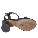 Sandale pour femmes en cuir noir avec courroie et boucle talon 7 - Pointures disponibles:  42, 43, 44