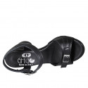 Sandale pour femmes en cuir noir avec courroie et boucle talon 7 - Pointures disponibles:  42, 43, 44