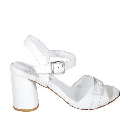 Sandale pour femmes en cuir blanc avec courroie et boucle talon 7 - Pointures disponibles: 32, 34, 42, 44, 45
