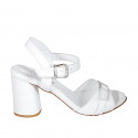 Sandale pour femmes en cuir blanc avec courroie et boucle talon 7 - Pointures disponibles:  32, 33, 34, 42, 43, 44, 45