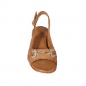 Sandale pour femmes avec accessoire en cuir cognac talon 4 - Pointures disponibles:  32, 34, 43
