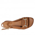 Sandalo da donna con accessorio in pelle cuoio tacco 4 - Misure disponibili: 32, 34, 43