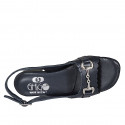 Sandale pour femmes avec accessoire en cuir bleu talon 4 - Pointures disponibles:  33, 34, 42, 44
