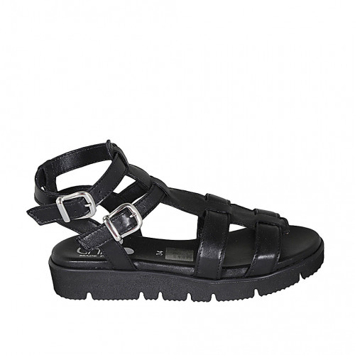 Woman's sandal with straps in black...