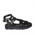 Sandalo da donna con cinturini in pelle nera zeppa 3 - Misure disponibili: 32, 42