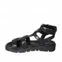 Sandalo da donna con cinturini in pelle nera zeppa 3 - Misure disponibili: 32, 42