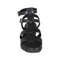 Sandalo da donna con cinturini in pelle nera zeppa 3 - Misure disponibili: 32, 42