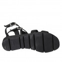 Sandale pour femmes avec courroies en cuir noir talon compensé 3 - Pointures disponibles:  32, 33, 42, 45