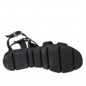 Sandalo da donna con cinturini in pelle nera zeppa 3 - Misure disponibili: 32, 42