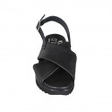 Sandale pour femmes en cuir noir avec talon compensé 4 - Pointures disponibles:  42, 43, 44