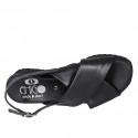 Sandalo da donna in pelle nera con zeppa 4 - Misure disponibili: 32, 33, 34, 42, 43, 44, 45