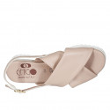Woman's sandal in light rose leather wedge heel 4 - Available sizes:  32, 33, 34, 42, 43, 45