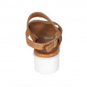 Woman's sandal in cognac brown leather wedge heel 4 - Available sizes:  32, 42, 43, 44, 45