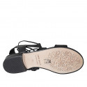 Sandalo da donna con lacci in pelle nera tacco 2 - Misure disponibili: 32, 33, 34, 42, 43, 44, 45