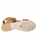 Sandale avec lacets pour femmes en daim cognac talon 2 - Pointures disponibles:  32, 33, 34
