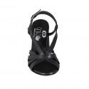 Sandalo da donna con listini in pelle nera tacco 7 - Misure disponibili: 32, 33, 34, 42, 43, 44