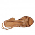 Sandalo da donna con listini in pelle color cuoio tacco 7 - Misure disponibili: 32, 34, 42