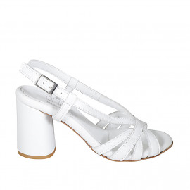 Sandalo da donna con listini in pelle bianca tacco 7 - Misure disponibili: 34, 42
