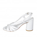 Woman's sandal in white leather heel 7 - Available sizes:  34, 42, 43, 45