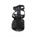 Sandale pour femmes avec courroies à la cheville en cuir noir talon 2 - Pointures disponibles:  32, 33, 43, 44, 45