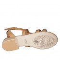 Sandale pour femmes avec courroie à la cheville en cuir cognac talon 2 - Pointures disponibles:  32, 33, 42, 43, 44