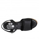Sandalia para mujer con cinturon y plataforma en piel negra cuña 7 - Tallas disponibles:  33, 34, 42, 43, 44
