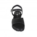 Sandalo da donna con cinturino in pelle nera zeppa 4 - Misure disponibili: 42