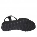 Sandalo da donna con cinturino in pelle nera zeppa 4 - Misure disponibili: 33, 34, 42, 43, 44, 45